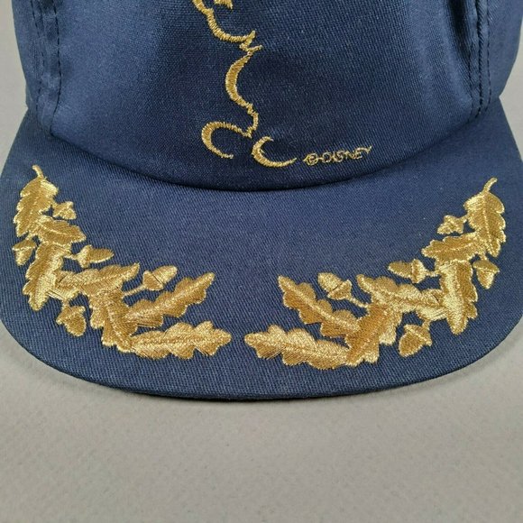 Vtg Atlas Disney Mickey Mouse Shadow Silhouette Navy Gold Strap Back Hat - Picture 6 of 11